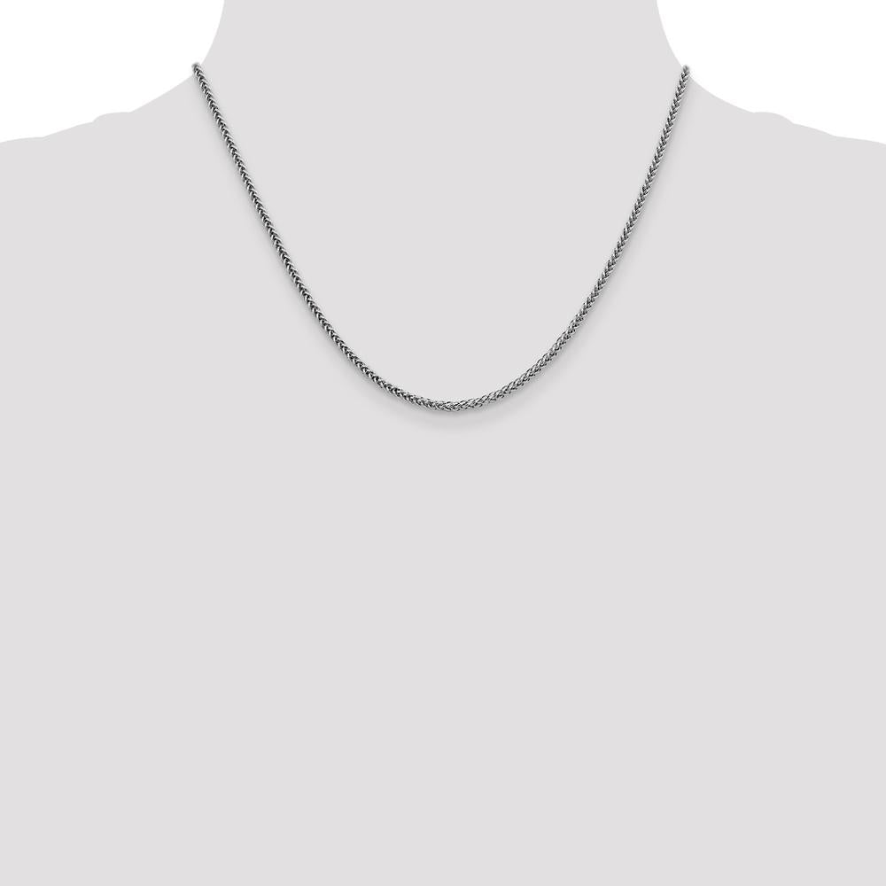 14K White Gold 18" Semi-Solid 3-Wire Wheat Chain with Lobster Clasp by Oro Pregiato
