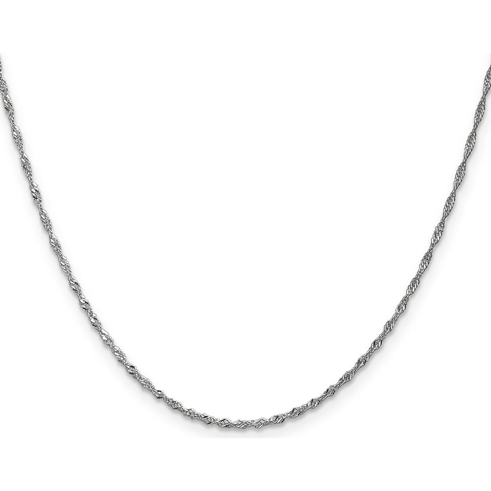 14K White Gold 18" Singapore Chain with Polished Finish and Rhodium Plating by Oro Pregiato
