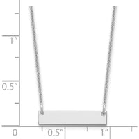 14K White Gold 18" Small Engravable Bar Necklace with Rhodium Plated Cable Chain by Oro Pregiato