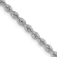 14K White Gold 18" Solid Rope Chain Necklace with Rhodium Finish - 2.5mm Width by 0