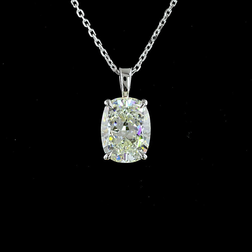 14K White Gold 18" Solitaire Pendant with 2.03 Carat Cushion Brilliant Lab Diamond - G-H Color VS1 Clarity - Covaloro Fine Jewelry