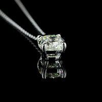 14K White Gold 18" Solitaire Pendant with 2.03 Carat Cushion Brilliant Lab Diamond - G-H Color VS1 Clarity - Covaloro Fine Jewelry