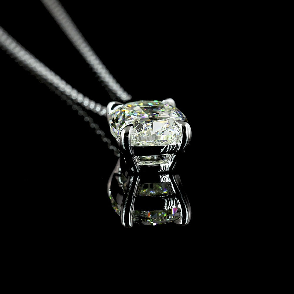 14K White Gold 18" Solitaire Pendant with 2.03 Carat Cushion Brilliant Lab Diamond - G-H Color VS1 Clarity - Covaloro Fine Jewelry
