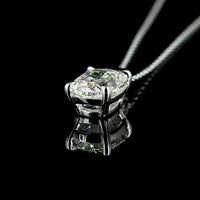 14K White Gold 18" Solitaire Pendant with 2.03 Carat Cushion Brilliant Lab Diamond - G-H Color VS1 Clarity - Covaloro Fine Jewelry