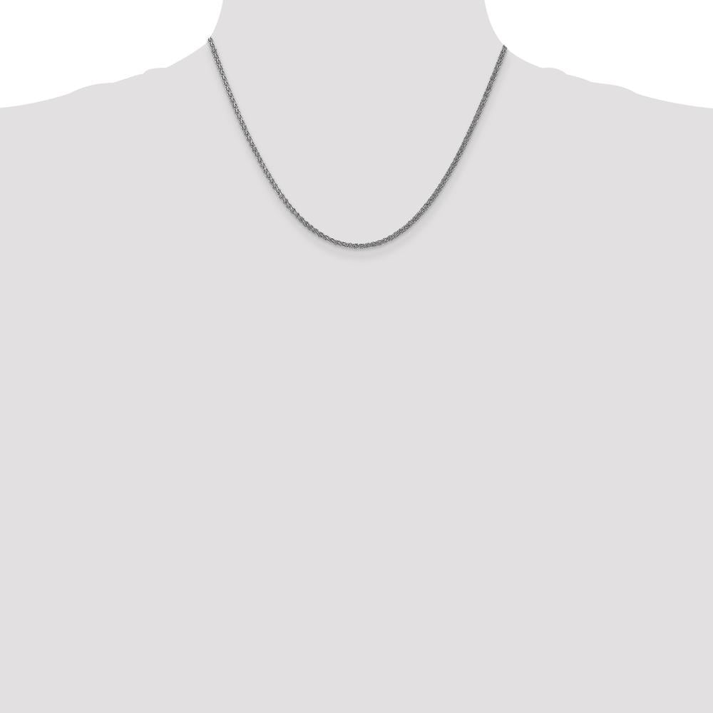 14K White Gold 18" Spiga Chain with Spring Ring Clasp - 1.05mm by Oro Pregiato