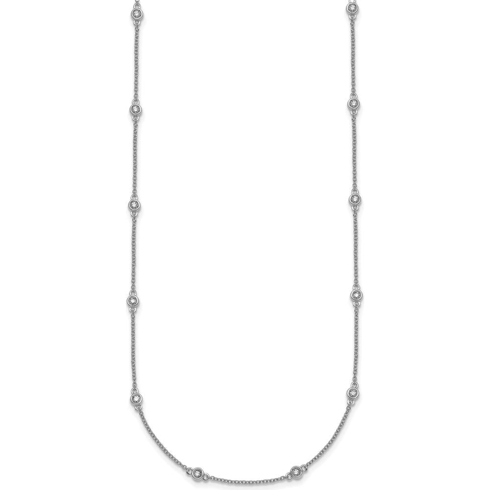 14K White Gold 18-Station Bezel-set Diamond Cable Chain Necklace - 1/3 Carat Total Diamond Weight by Oro Pregiato