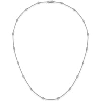14K White Gold 18-Station Bezel-set Diamond Cable Chain Necklace - 1/3 Carat Total Diamond Weight by Oro Pregiato