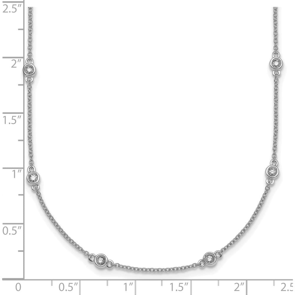 14K White Gold 18-Station Bezel-set Diamond Cable Chain Necklace - 1/3 Carat Total Diamond Weight by Oro Pregiato