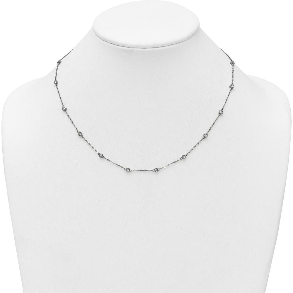 14K White Gold 18-Station Bezel-Set Diamond Necklace with 5/8 Carat Total Diamond Weight by Oro Pregiato