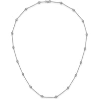 14K White Gold 18-Station Bezel-Set Diamond Necklace with 5/8 Carat Total Diamond Weight by Oro Pregiato