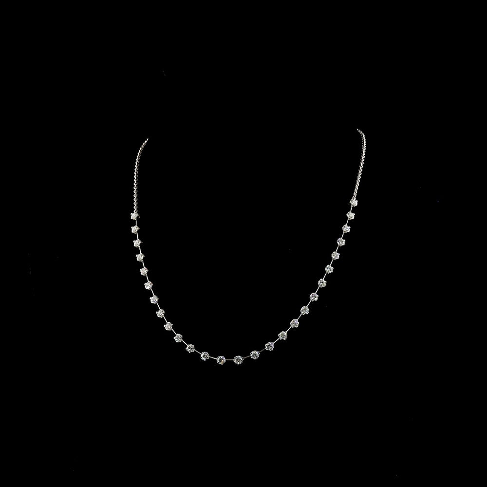 14K White Gold 18" Station Necklace with 27 U-Prong Set Round Lab Diamonds - 3.20 Carat Total Weight, E-F Color VS2 Clarity - Covaloro Fine Jewelry