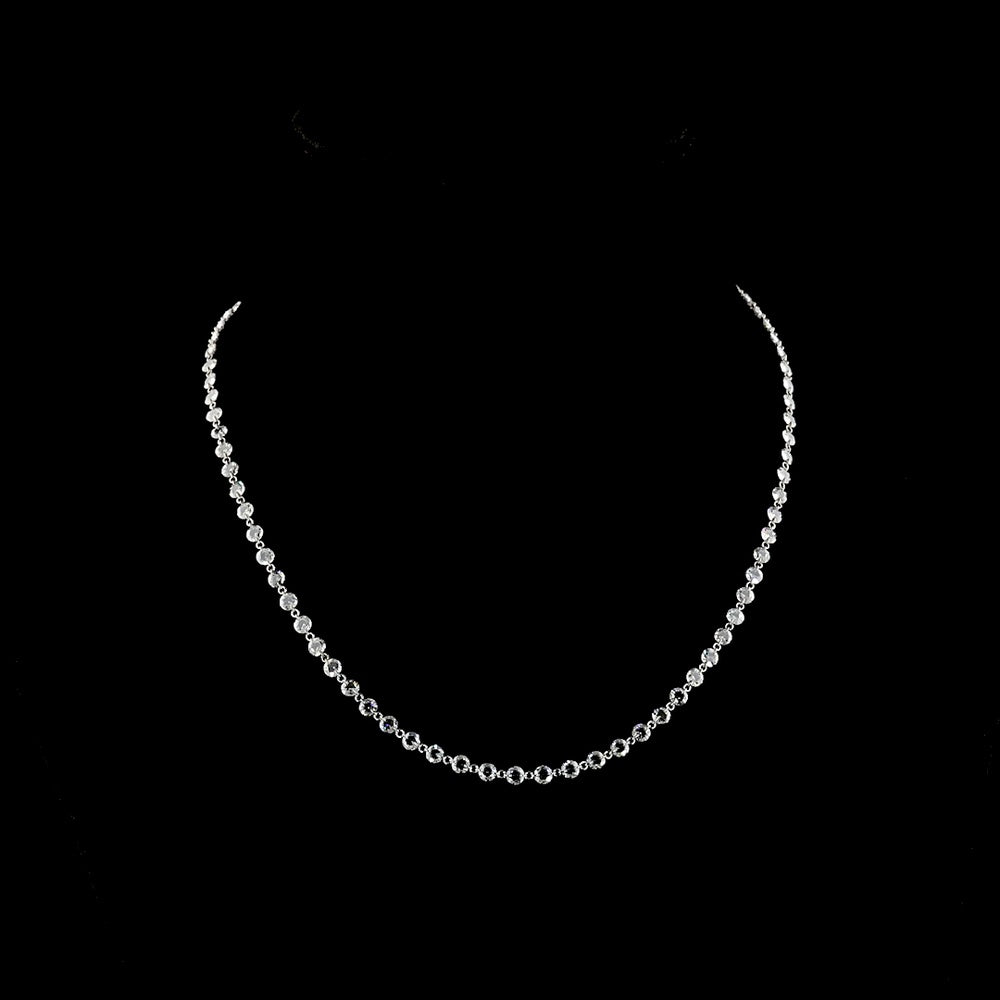 14K White Gold 18" Station Necklace with 78 Rose Cut Round Lab Diamonds - 8.37 Carat Total Weight, E-F Color VS1 Clarity - Covaloro Fine Jewelry