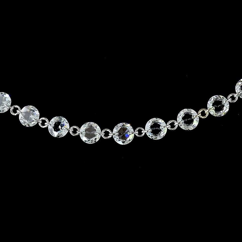 14K White Gold 18" Station Necklace with 78 Rose Cut Round Lab Diamonds - 8.37 Carat Total Weight, E-F Color VS1 Clarity - Covaloro Fine Jewelry
