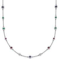 14K White Gold 18" Station Necklace with Sapphire, Ruby, Emerald, and White Topaz - 0.41 Carat Total Gemstone Weight by Lumare Gioia