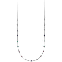 14K White Gold 18" Station Necklace with Sapphire, Ruby, Emerald, and White Topaz - 0.41 Carat Total Gemstone Weight by Lumare Gioia