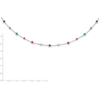 14K White Gold 18" Station Necklace with Sapphire, Ruby, Emerald, and White Topaz - 0.41 Carat Total Gemstone Weight by Lumare Gioia