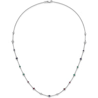 14K White Gold 18" Station Necklace with Sapphire, Ruby, Emerald, and White Topaz - 0.41 Carat Total Gemstone Weight by Lumare Gioia