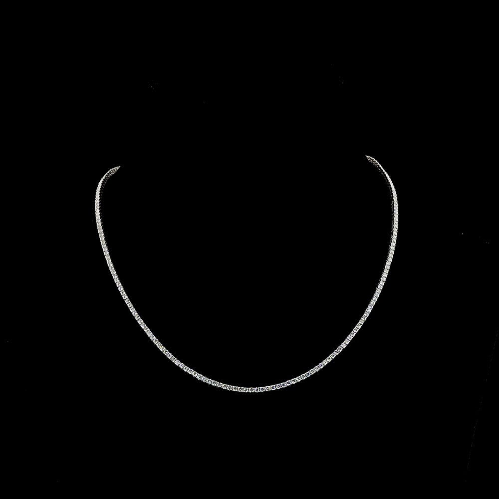 14K White Gold 18" Tennis Necklace with 215 Prong Set Round Lab Diamonds - 4.82 Carat Total Weight - Covaloro Fine Jewelry