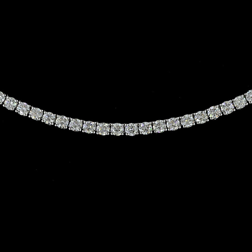 14K White Gold 18" Tennis Necklace with 215 Prong Set Round Lab Diamonds - 4.82 Carat Total Weight - Covaloro Fine Jewelry