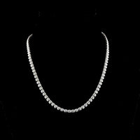 14K White Gold 18" Tennis Necklace with Bezel Set Round Lab Diamonds - 9.62 Carat Total Diamond Weight - Covaloro Fine Jewelry