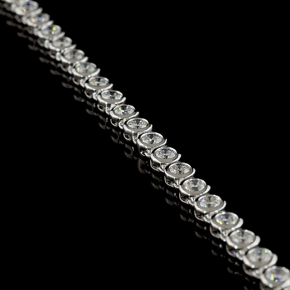 14K White Gold 18" Tennis Necklace with Bezel Set Round Lab Diamonds - 9.62 Carat Total Diamond Weight - Covaloro Fine Jewelry