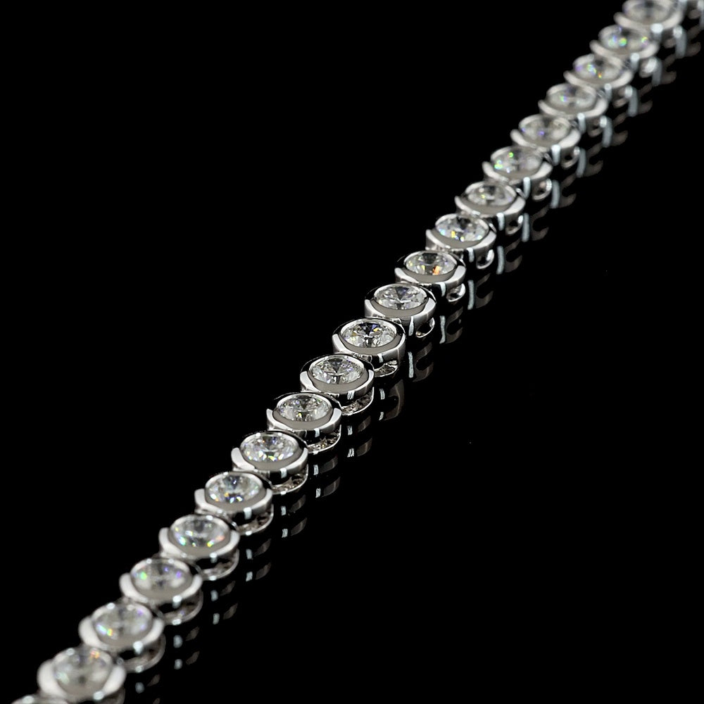 14K White Gold 18" Tennis Necklace with Bezel Set Round Lab Diamonds - 9.62 Carat Total Diamond Weight - Covaloro Fine Jewelry
