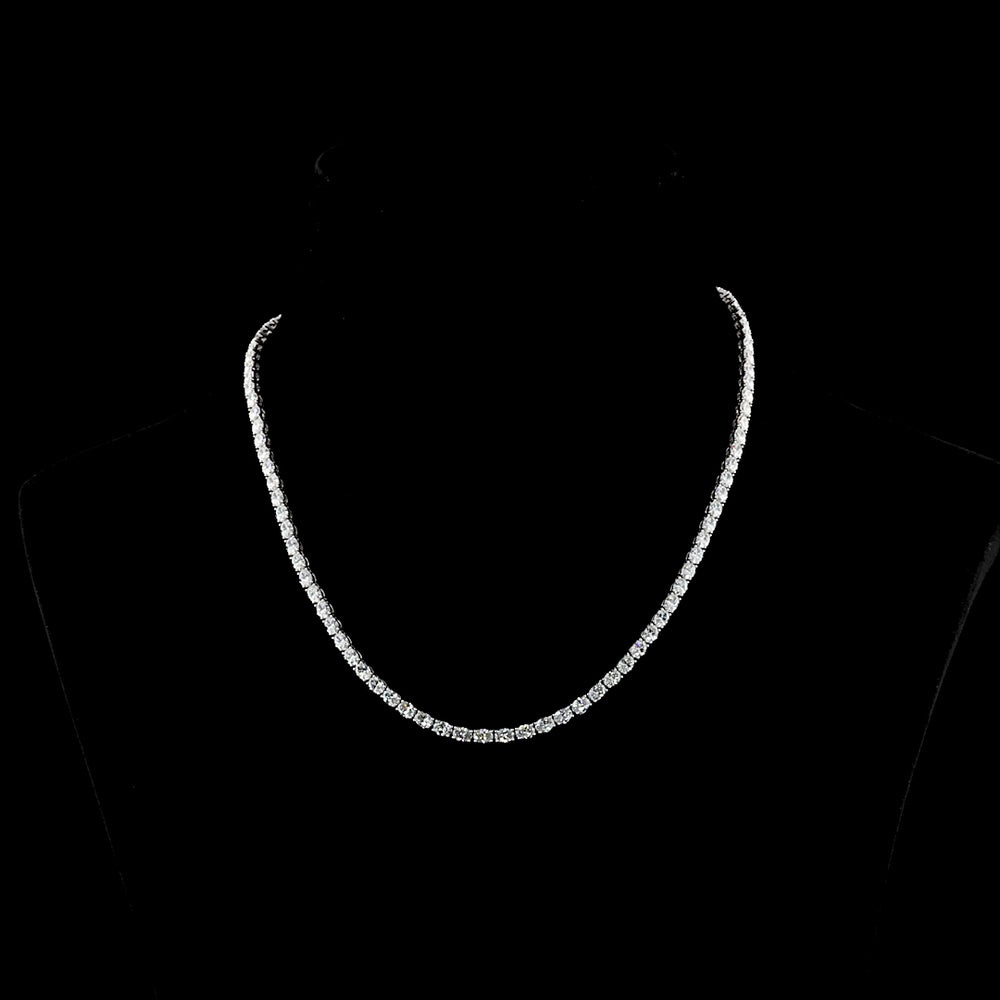 14K White Gold 18" Tennis Necklace with East-West Set Oval Cut Lab Diamonds - 24.68 Carat Total Weight (196 Stones, E-F VS2) - Covaloro Fine Jewelry
