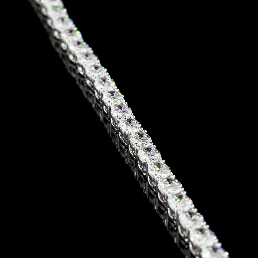 14K White Gold 18" Tennis Necklace with East-West Set Oval Cut Lab Diamonds - 24.68 Carat Total Weight (196 Stones, E-F VS2) - Covaloro Fine Jewelry