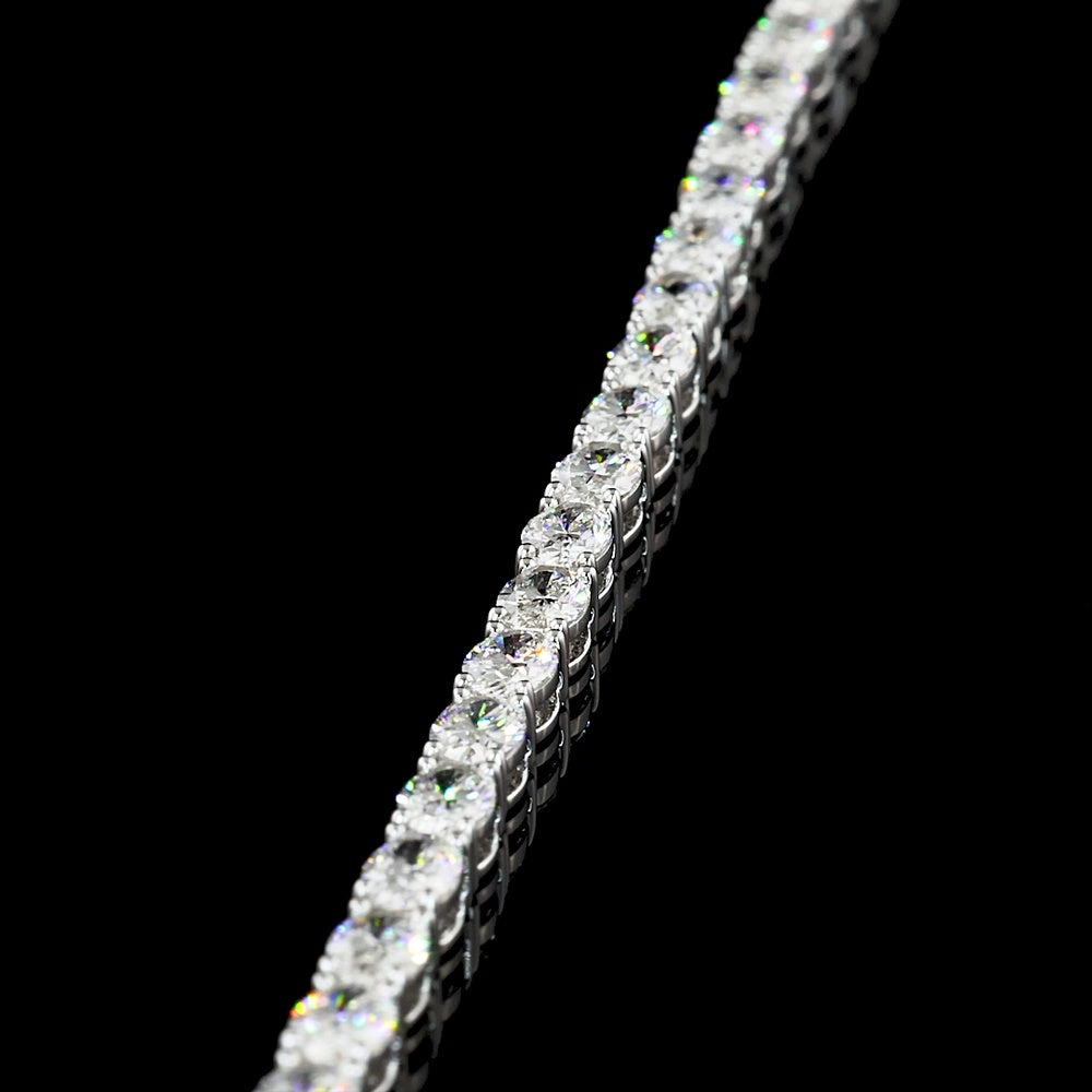 14K White Gold 18" Tennis Necklace with East-West Set Oval Cut Lab Diamonds - 24.68 Carat Total Weight (196 Stones, E-F VS2) - Covaloro Fine Jewelry