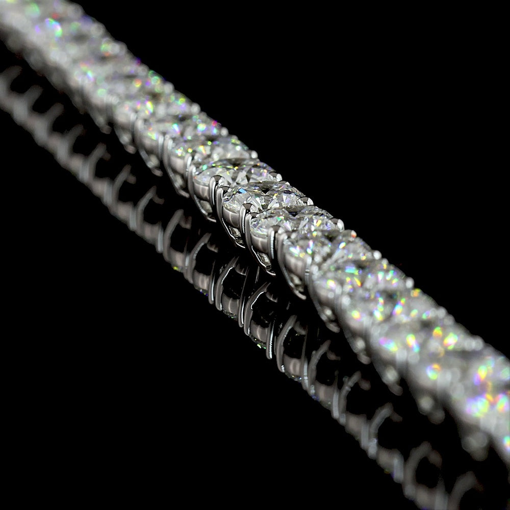 14K White Gold 19.97 Carat Tennis Necklace with Prong Set Round Lab Diamonds - 110 Stones, E-F Color, VS1 Clarity - Covaloro Fine Jewelry