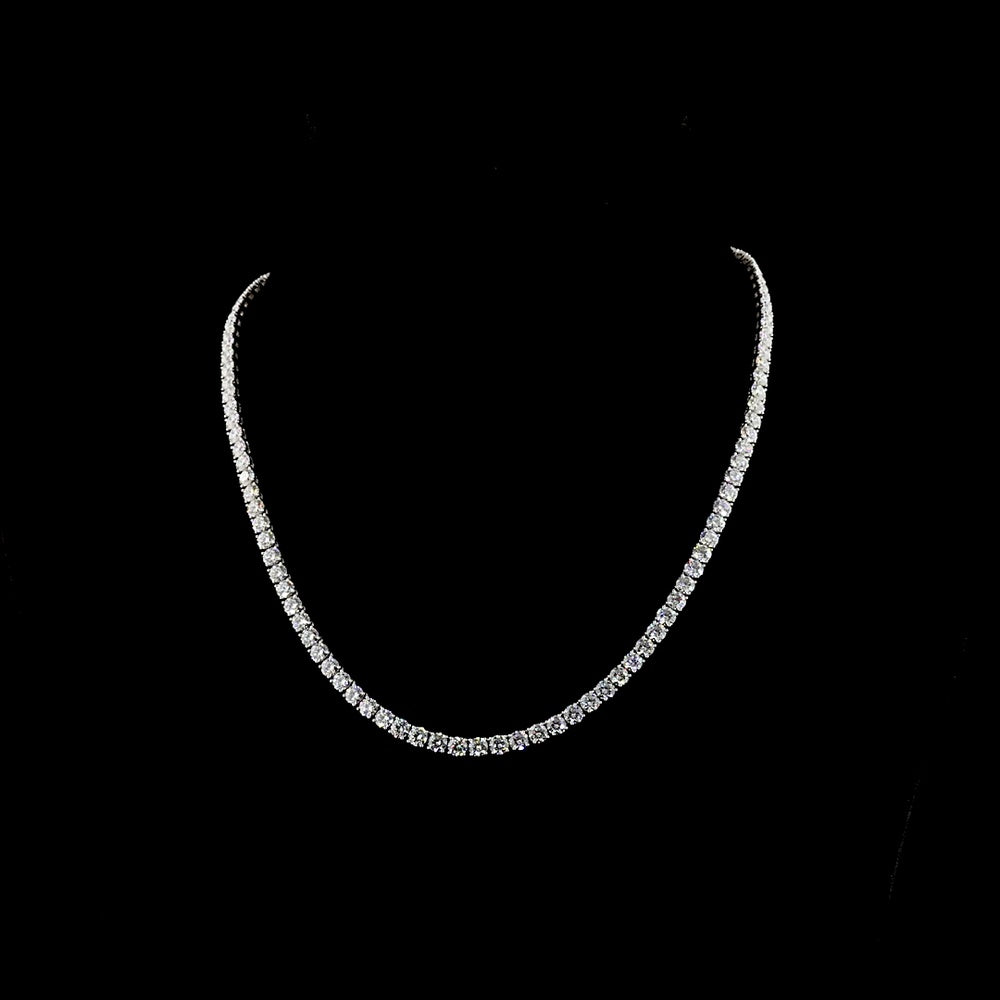 14K White Gold 19.99 Carat Tennis Necklace with 110 Round Brilliant Cut Lab Diamonds - E-F Color VS Clarity - Covaloro Fine Jewelry