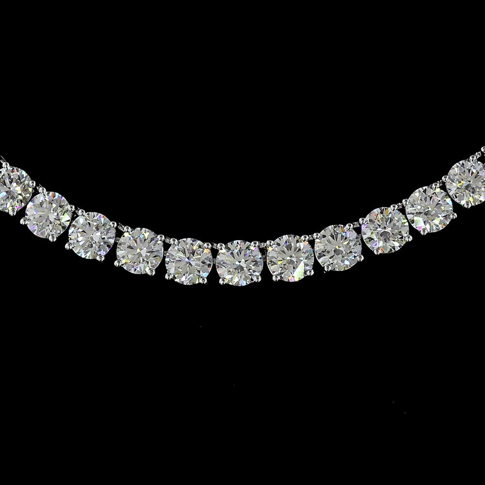 14K White Gold 19.99 Carat Tennis Necklace with 110 Round Brilliant Cut Lab Diamonds - E-F Color VS Clarity - Covaloro Fine Jewelry