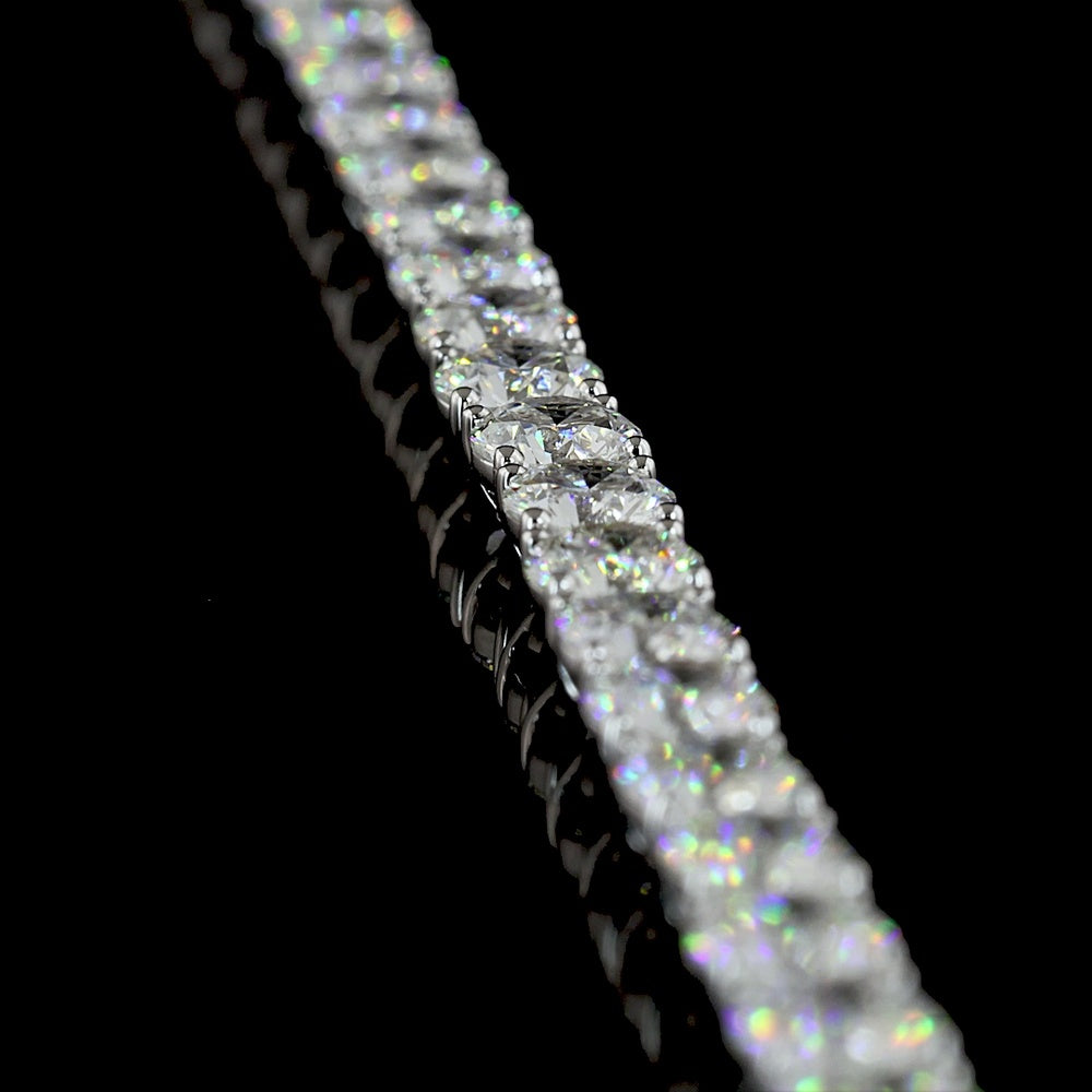 14K White Gold 19.99 Carat Tennis Necklace with 110 Round Brilliant Cut Lab Diamonds - E-F Color VS Clarity - Covaloro Fine Jewelry