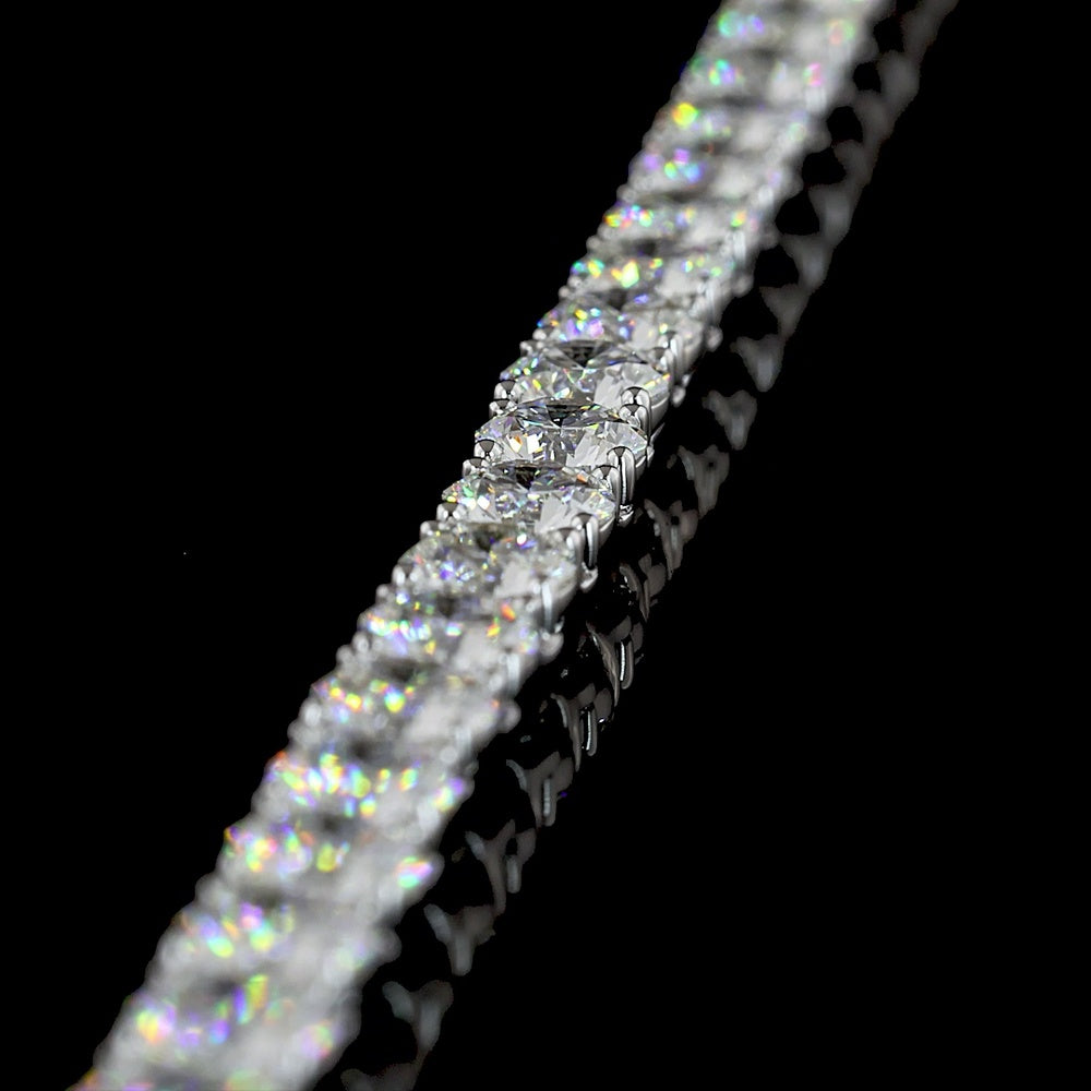 14K White Gold 19.99 Carat Tennis Necklace with 110 Round Brilliant Cut Lab Diamonds - E-F Color VS Clarity - Covaloro Fine Jewelry