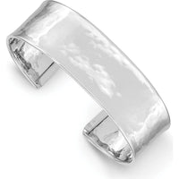 14K White Gold 19mm Hammered Polished Cuff Bangle Bracelet by Oro Pregiato