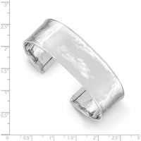14K White Gold 19mm Hammered Polished Cuff Bangle Bracelet by Oro Pregiato