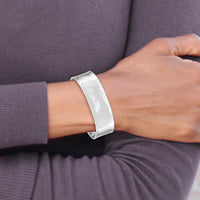 14K White Gold 19mm Hammered Polished Cuff Bangle Bracelet by Oro Pregiato
