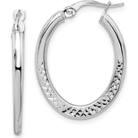 14K White Gold 19mm Polished and Diamond-Cut Hoop Earrings by 0