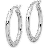 14K White Gold 19mm Polished and Diamond-Cut Hoop Earrings by 0
