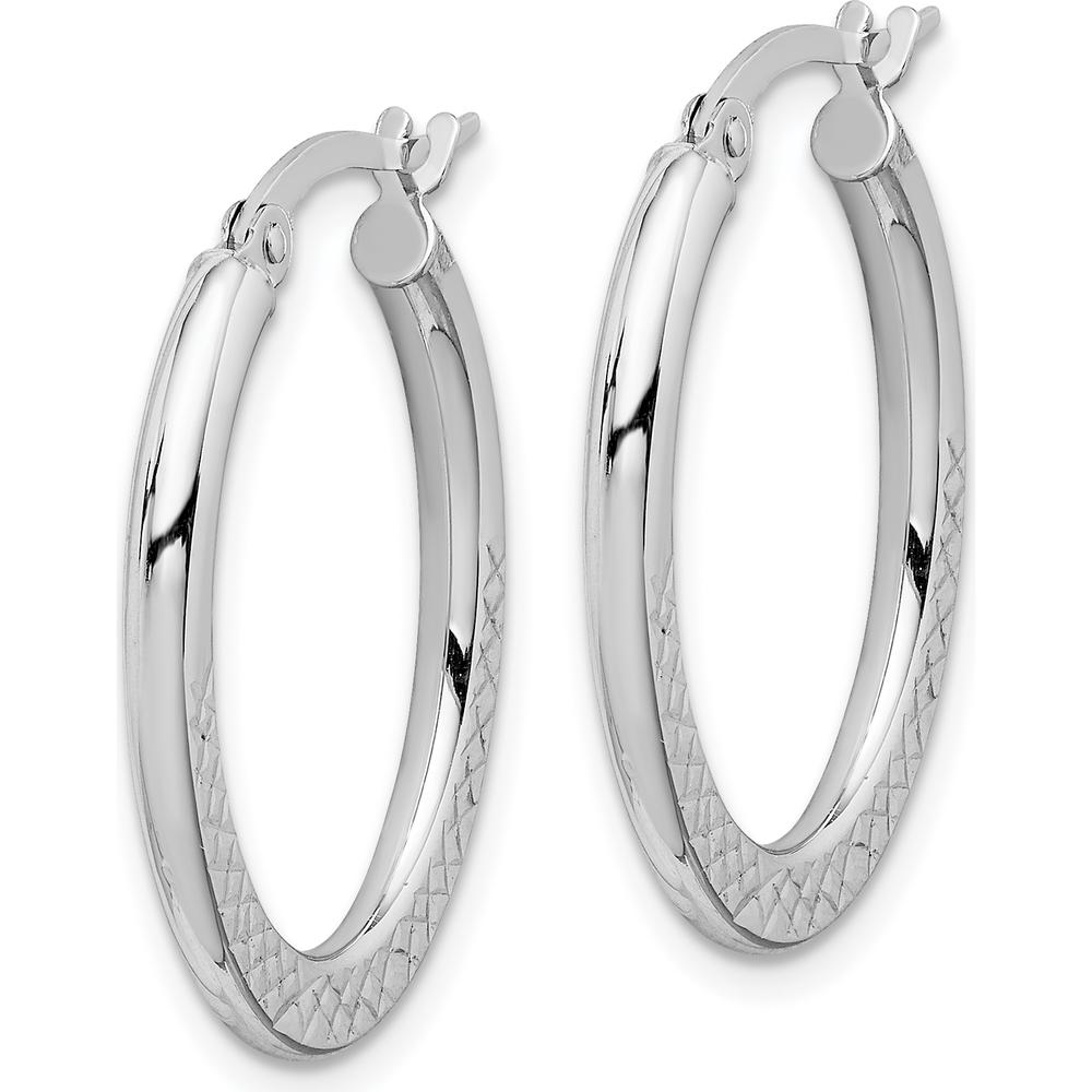 14K White Gold 19mm Polished and Diamond-Cut Hoop Earrings by 0