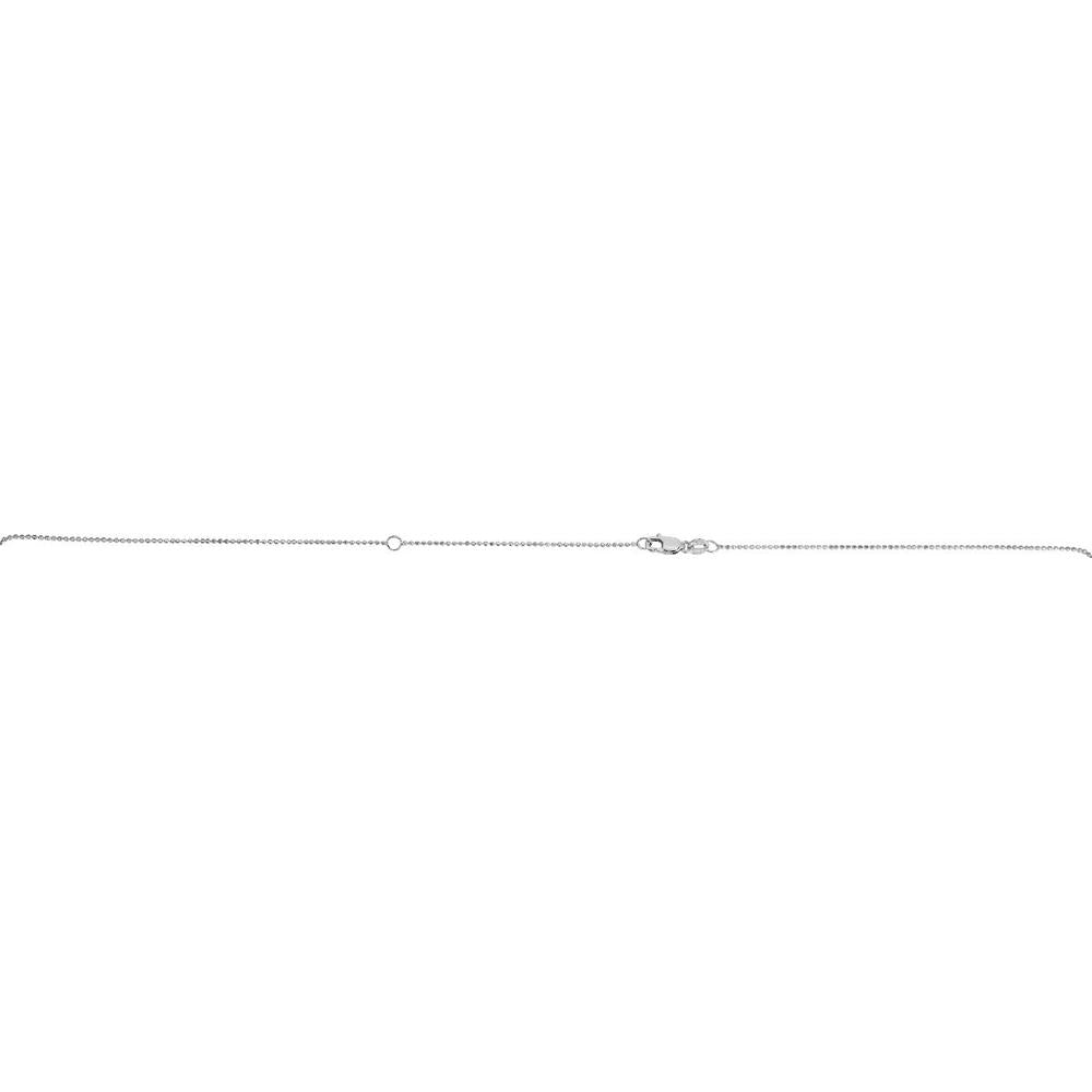 14K White Gold 1mm Diamond-Cut Bead Chain Necklace - 18" Extendable with Lobster Clasp by Orozza Fine Jewelry