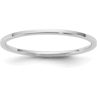 14K White Gold 1mm Flat Band Ring with Rhodium Plating - Size 9 by Luciano & Cie