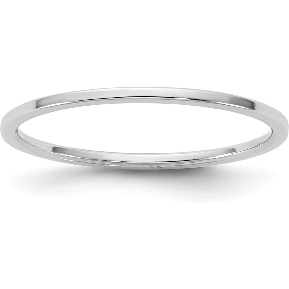 14K White Gold 1mm Flat Band Ring with Rhodium Plating - Size 9 by Luciano & Cie