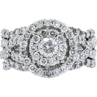 14K White Gold 2.00 Carat Diamond Bridal Set with Halo Design