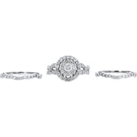 14K White Gold 2.00 Carat Diamond Bridal Set with Halo Design