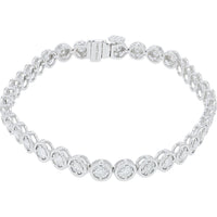 14K White Gold 2.00 Carat Diamond Tennis Bracelet with Bezel Setting