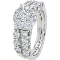14K White Gold 2.00 Carat Total Diamond Bridal Ring with Floral Halo Design