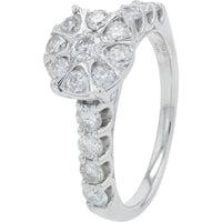14K White Gold 2.00 Carat Total Diamond Bridal Ring with Floral Halo Design