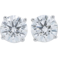 14K White Gold 2.00 Carat Total Lab-Grown Diamond Stud Earrings with Four-Prong Round-Cut Settings
