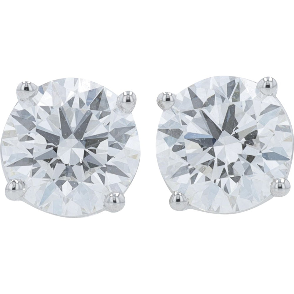 14K White Gold 2.00 Carat Total Lab-Grown Diamond Stud Earrings with Four-Prong Round-Cut Settings